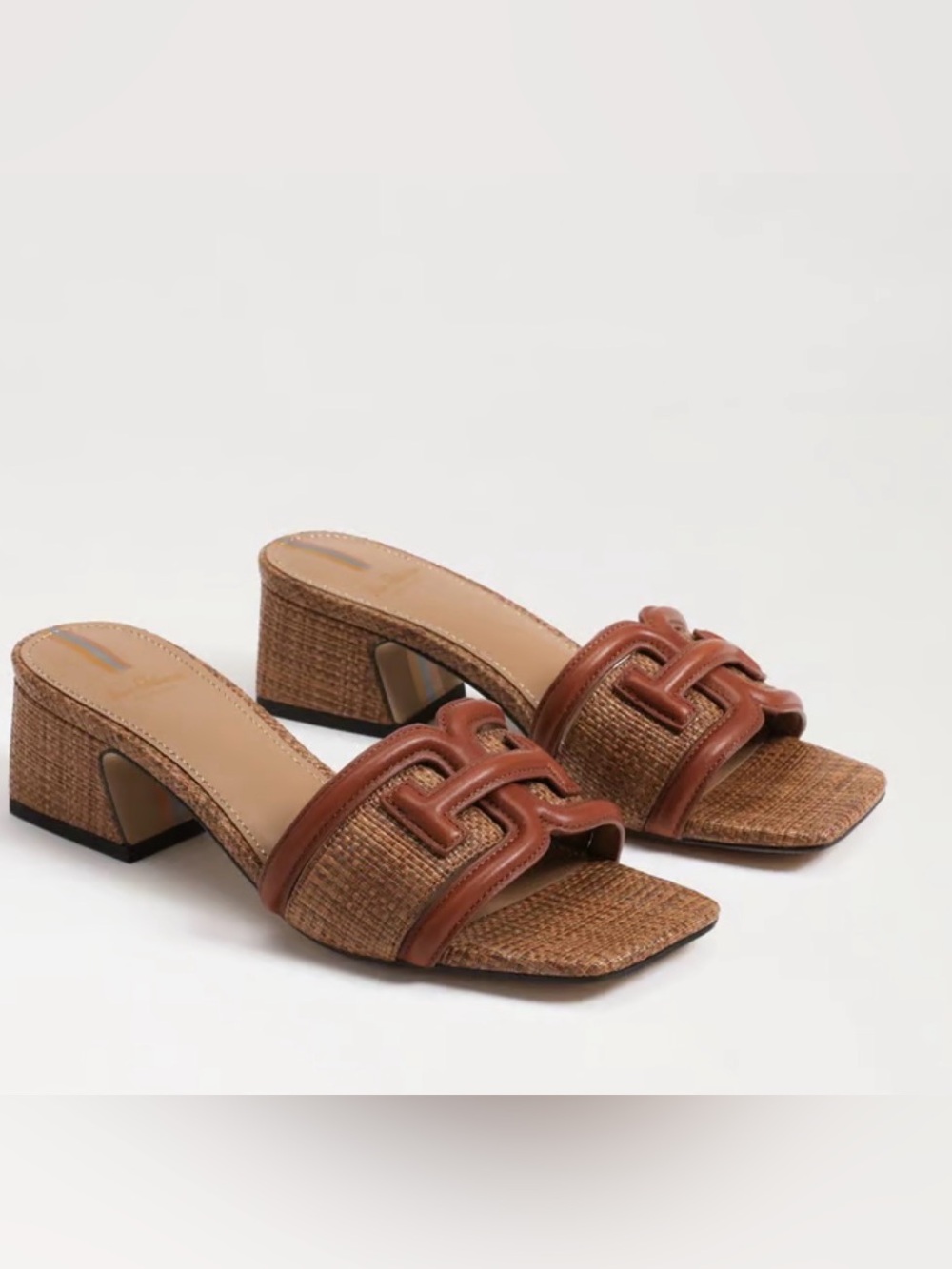 New Women's Sam Edelman WAYLON Rich Cognac Block Heel Slide Sandals, SIZE 10W